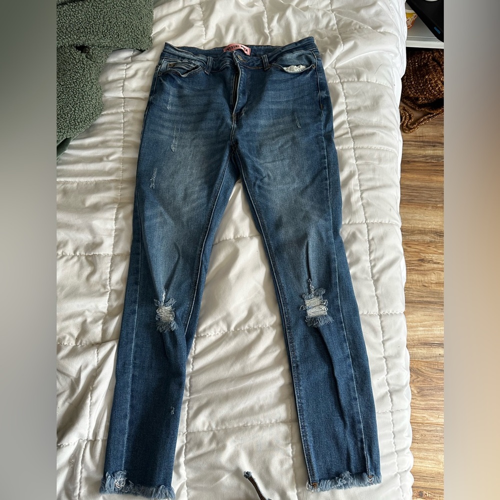 Classic Blue Distressed Women Jeans